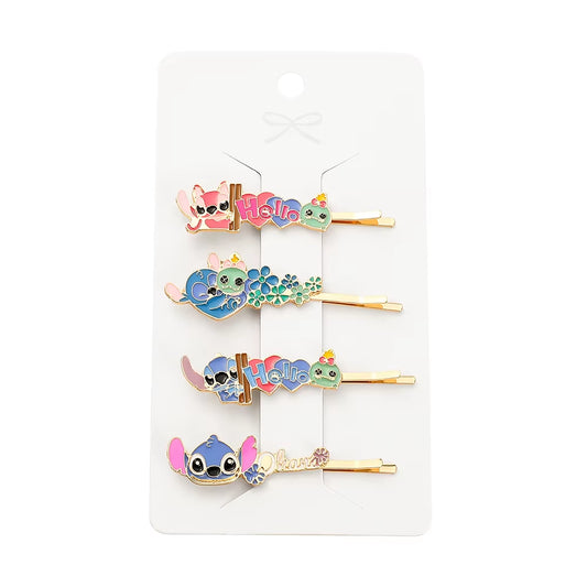 Animation Lilo & Stitch Cartoon Hairpin Cute Stitch Metal Enamel Hair Clip Fashion Hair Pins for Women Head Accessories